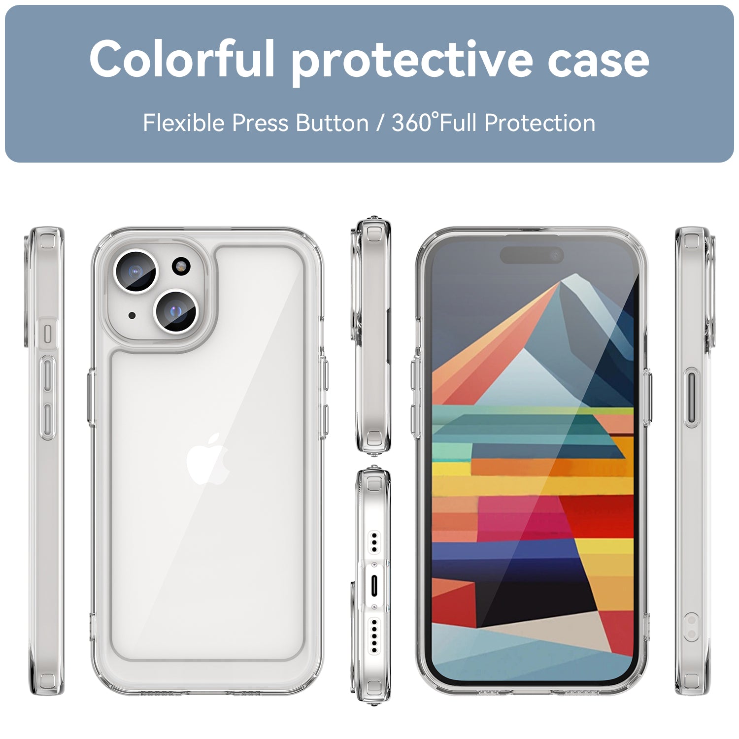 Uniqkart for iPhone 15 Plus TPU+Acrylic Anti-fall Mobile Phone Back Cover Clear Protective Case - Transparent Uniqkart for iPhone 15 Plus TPU+Acrylic Anti-fall Mobile Phone Back Cover Clear Protective Case - Transparent